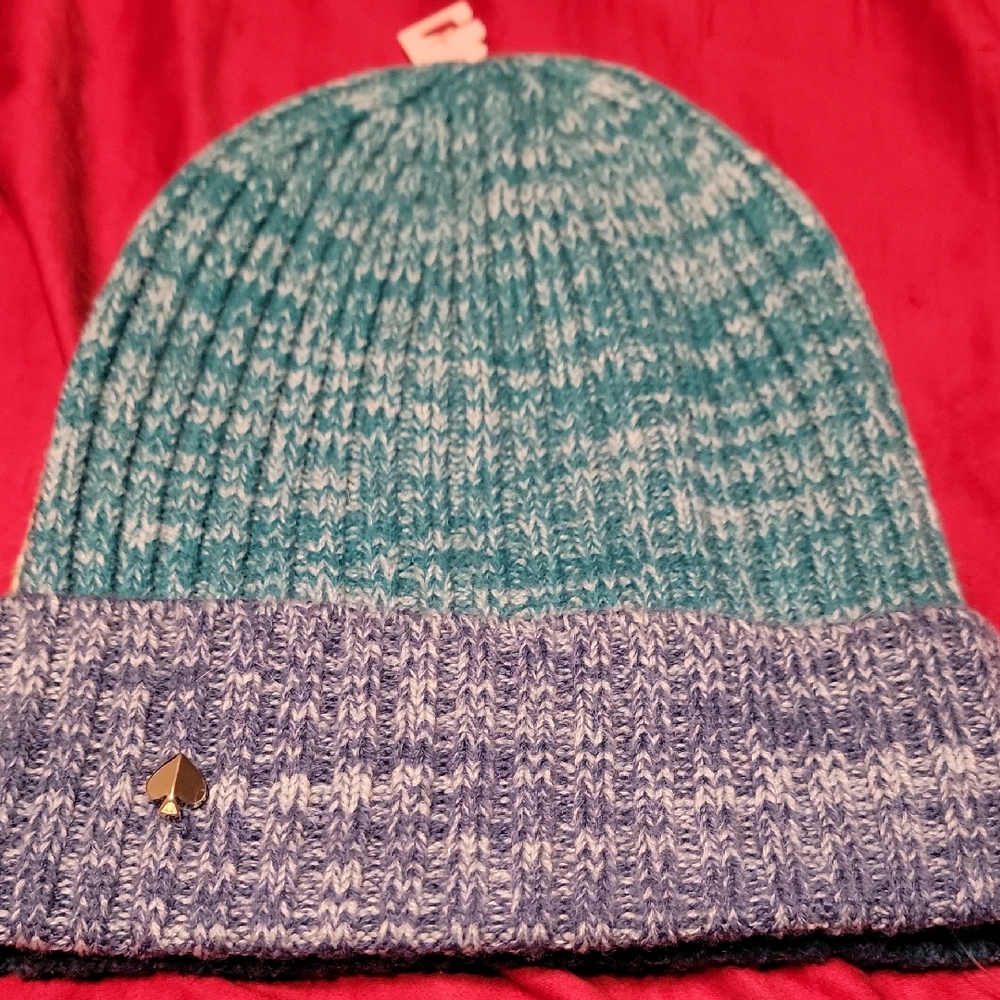 Kate Spade Blue and Green Knit Beanie